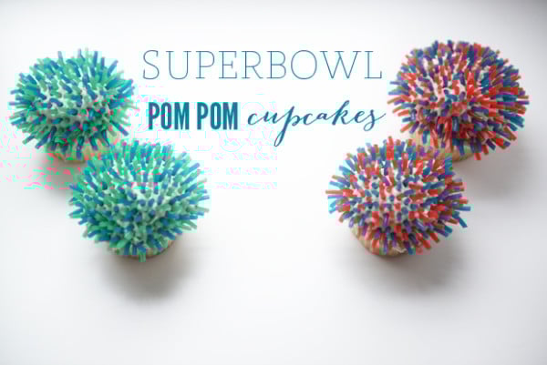 Super Bowl Pom Pom Cupcakes