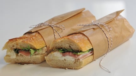 Prosciutto and Brie Sandwich with Fig Jam and Spicy Greens
